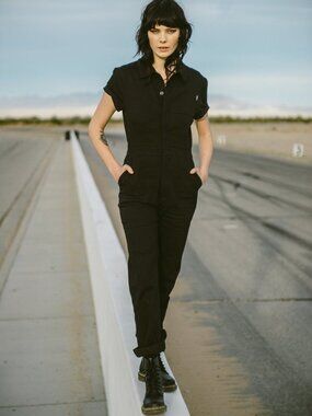 NWT ATWYLD Black Utility Jumpsuit Heavy Duty Women’s L - Discontinued Brand!